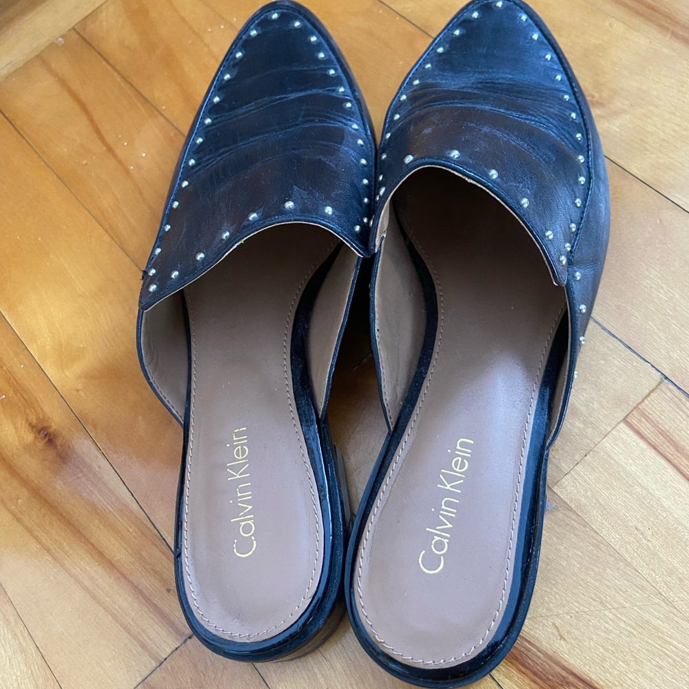 Calvin Klein Black Studded Women's Mules